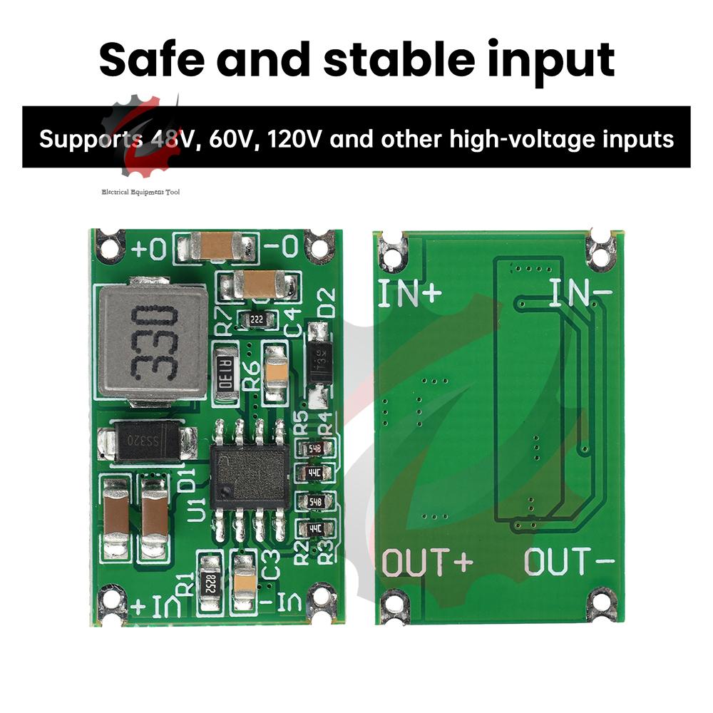 Mini DC-DC Buck Converter 48V 60V 120V to 3.3V 5V 12V Step-Down Power Module with Over Temperature Short Circuit Protection