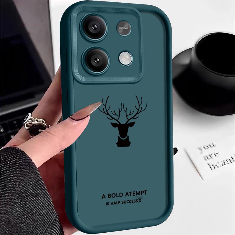 Матовый чехол TPU с принтом оленя для Xiaomi 14T Pro 13T Poco X7 F6 X6 M6 X5 Redmi 14C Note 14 13 Pro 12 11 10, мягкий противоударный чехол для телефона