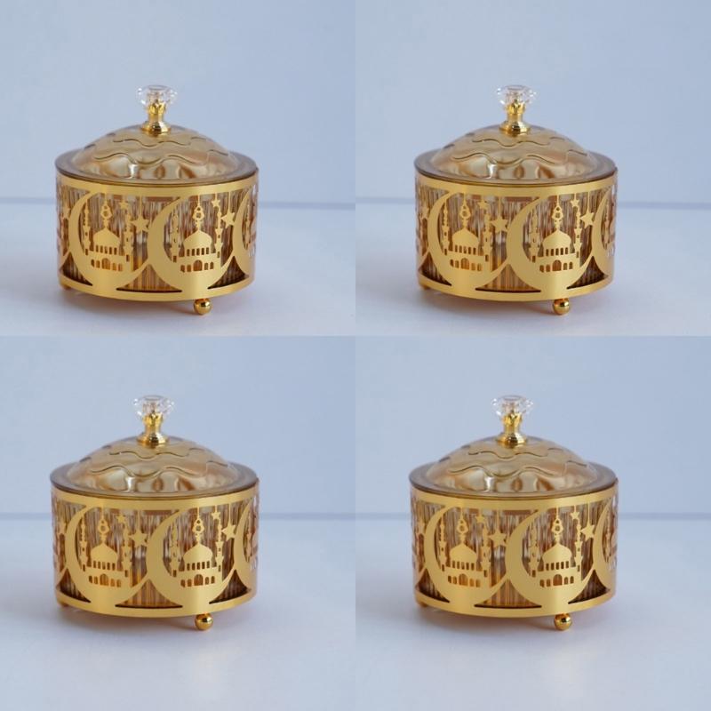 Elegant Eid Festival Candy Tray Snacks Display Plate Metal Texture Suitable for Celebration and Festival Gatherings