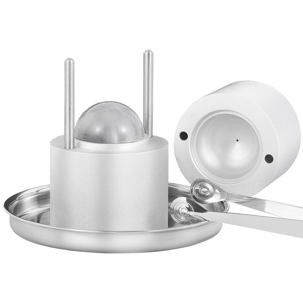 Ice Ball Press, 2.4" Ice Ball Maker, Aircraft Al Alloy Ice Ball Press Kit for 60mm Ice Sphere, Ice Press with Tong and Drip Tray, for Whiskey,