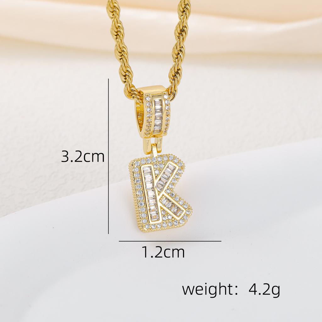 2025 Новый Ожерелье с Инициалом Женское Мужское Кубический Цирконий Подвеска-Инициал Веревочная Цепь Английская Буква A-Z Подарок