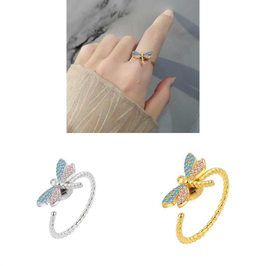 Dragonfly Minimalist Ring With Sparkling Stones For Womens Fashion Statement