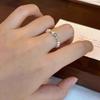 VENTFILLE 925 Sterling Silver Black Zircon Wheat Ears Leaf Ring for Women Girl Gift Double Layer Simple Jewelry Dropshipping