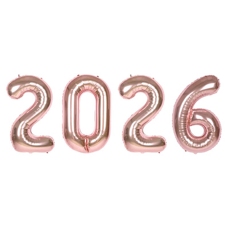 2026 Цифровые фольгированные шары Счастливый канун Нового года Украшение для вечеринки Реквизит для фотобудки Принадлежности Рождественский домашний декор Navidad 2026