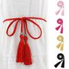 Ethnic Women Braided Knot Tassel Belt Waistband Skinny Thin Waist Rope Strap