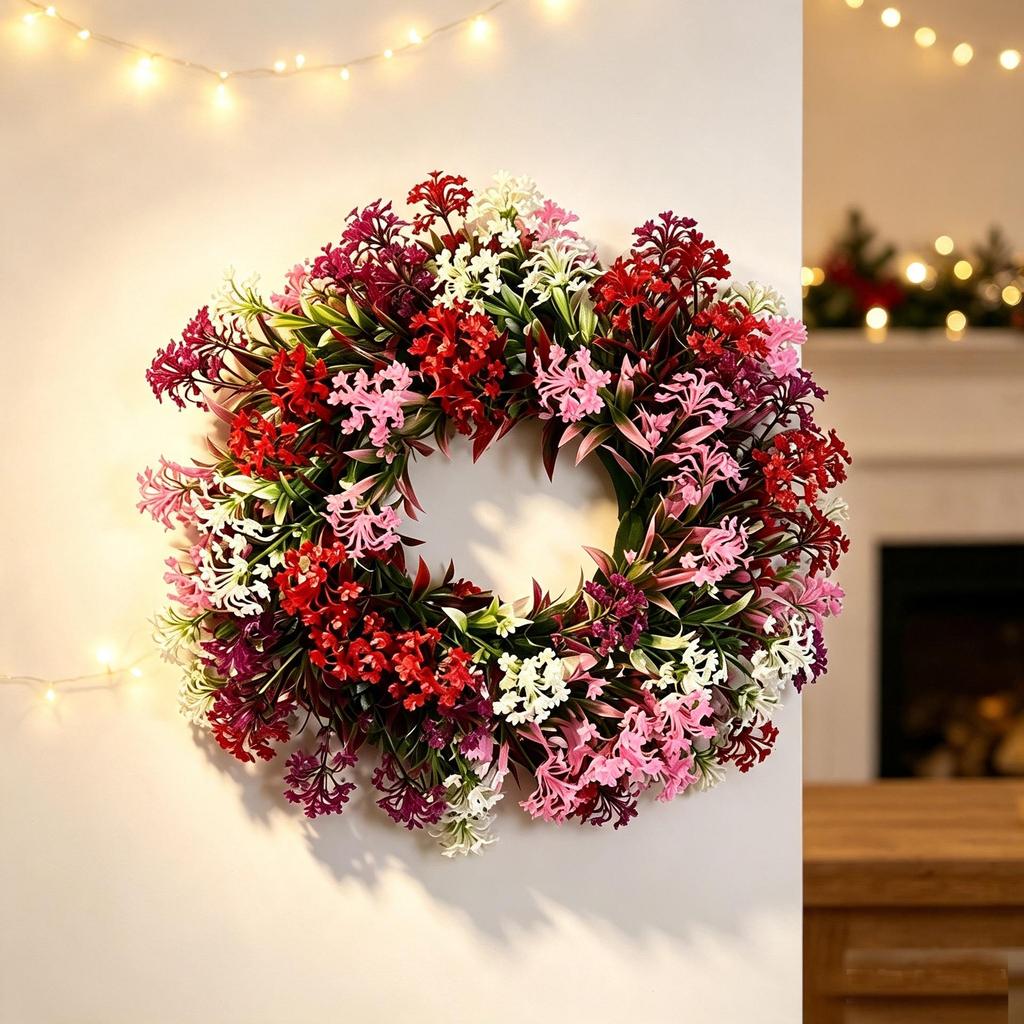 Begonia Flower Wreath - Spring & Summer Door Decor, Shop Display, Christmas Artificial Floral Ornament