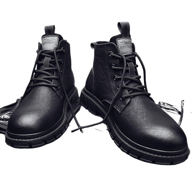 Кожаные туфли, кожаные ботинки, мужские новые модели, мужские ботинки средней высоты 2025 года, высокие ботинки Martin, мужская обувь в британском стиле