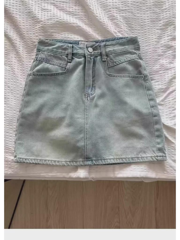 Женская юбка-трапеция из ретро-джинса больших размеров с высокой талией на лето