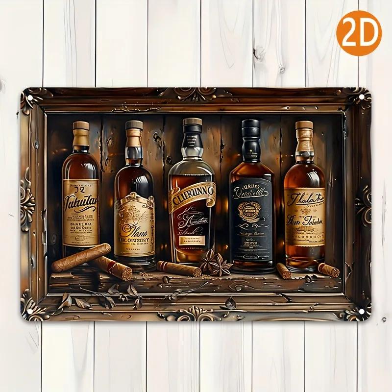 Whiskey Square Aluminum Sign Versatile Hanging Art BarHomeRestaurant Decor