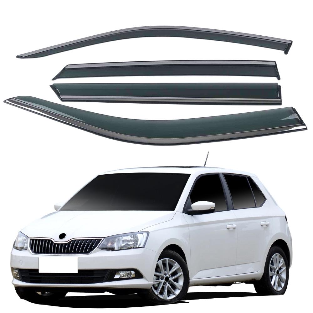 Skoda Fabia (2015-2017) Дефлектор на окно от дождя с яркой полосой - Утолщенная конструкция