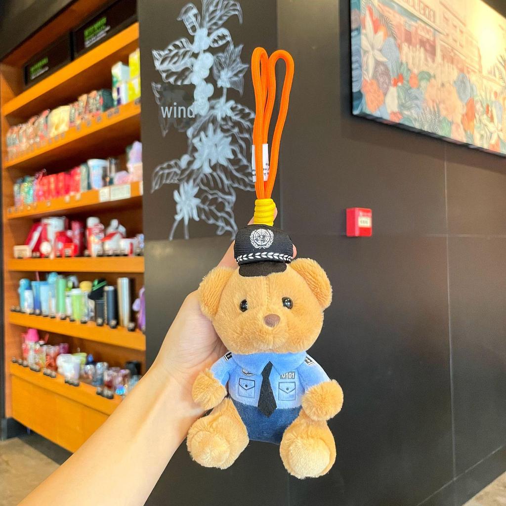 Plush Keychain: Traffic Police and Firefighter Bear Uniformed Doll