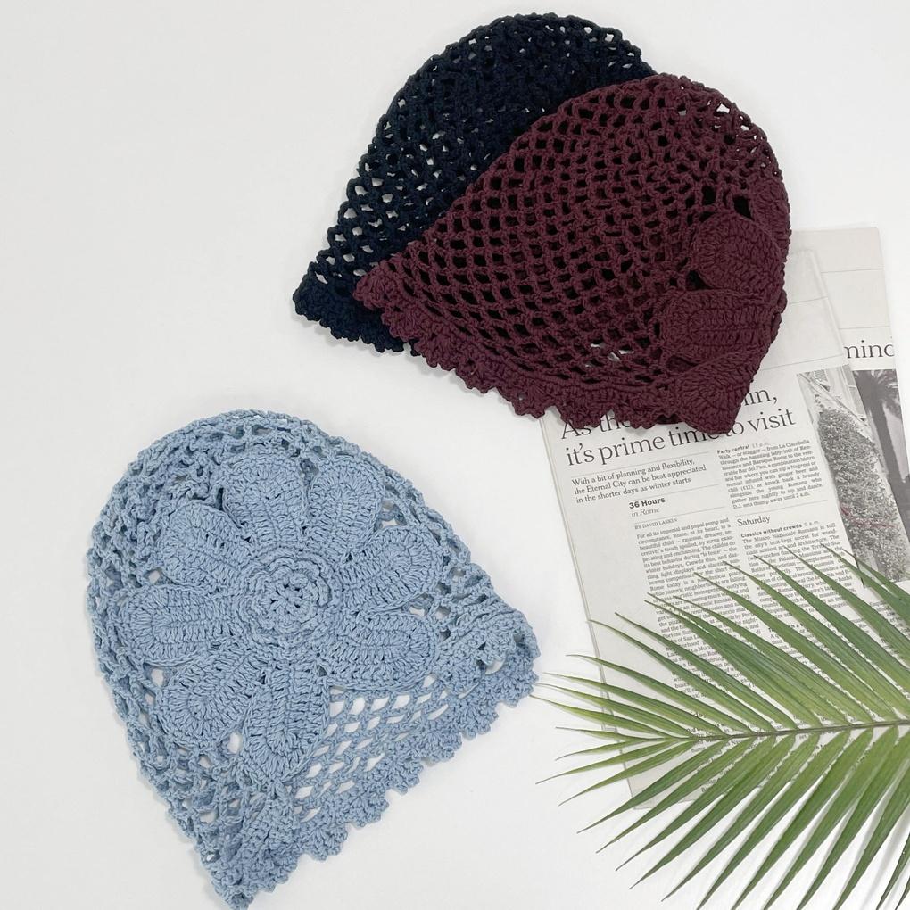 Women's and Men's Daily Flower Mesh Knit Beanie Hat