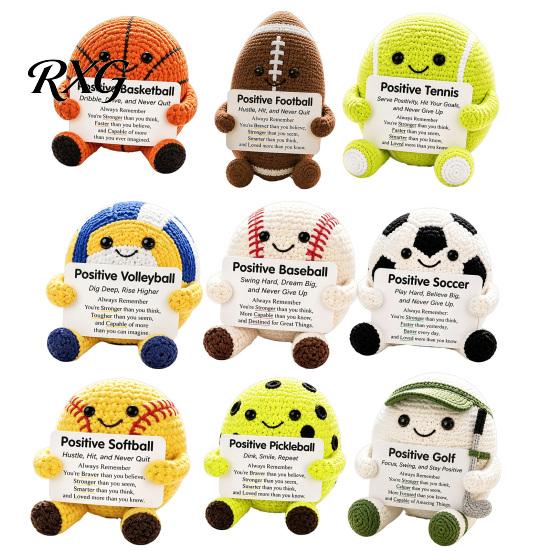 Pocket Sized Inspirational Gift for Athletes Knitted Positive Sports Ball Plush, Emotional Support Doll with Personalized Keepsake Softball