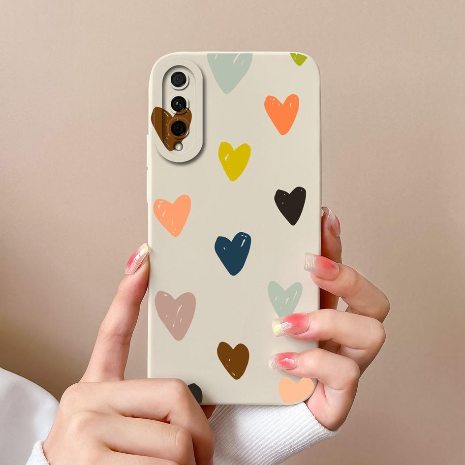 Чехол для Huawei P Smart 2021 Y5 Y6 Y7 Y9 Y9S Honor 20 Lite, задняя крышка, модный матовый противоударный мягкий силиконовый чехол с сердечком для Huawei, бампер
