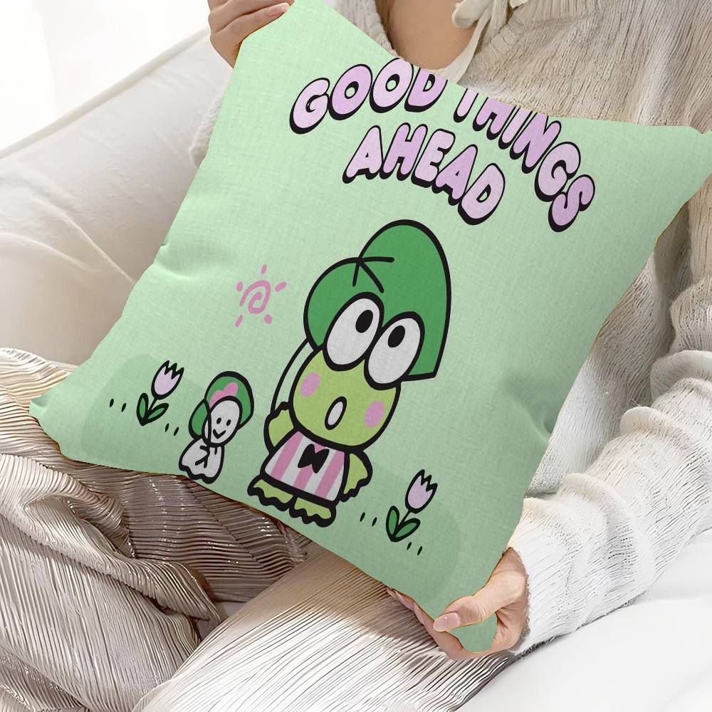 K-keroppi Cushion Cover Car Throw Pillow Case For Sofa Car Christmas Gift 40x40cm 45x45cm