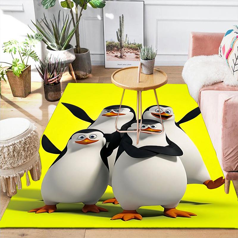 1Pc Penguin Parade Party Rug, Office Carpet Indoor Outdoor Doormat, Non-Slip, Comfortable, Living, Christmas Halloween, Xmas Gift G1233