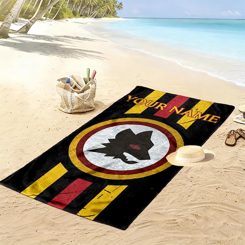 Custom Name AS Roma Print Beach Towel, Large Soft Quick Dry Towel for Beach Camping Swimming