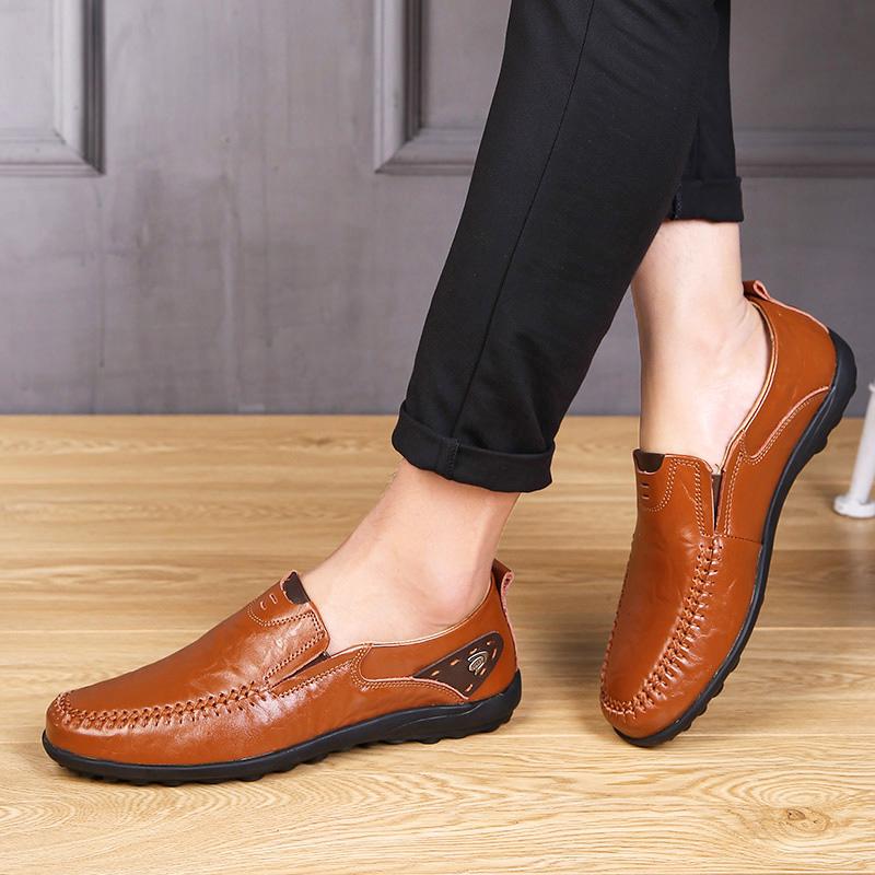 Повседневная обувь ручной работы. Мужские мокасины. Удобные кожаные туфли на плоской подошве. Мягкие кожаные лоферы38-47.