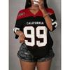 Женская футболка с принтом California NO.99, V-образный вырез, короткий рукав, летняя футболка с графическим рисунком, спортивные майки, большого размера, спортивная футболка