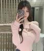 Women's Pink Off-Shoulder Hollow Knit Sweater - New Autumn/Winter Loose Long-Sleeve Design