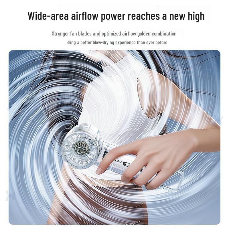 Portable USB Turbine Handheld Fan: Transparent, Digital Display, Office & Outdoor Use