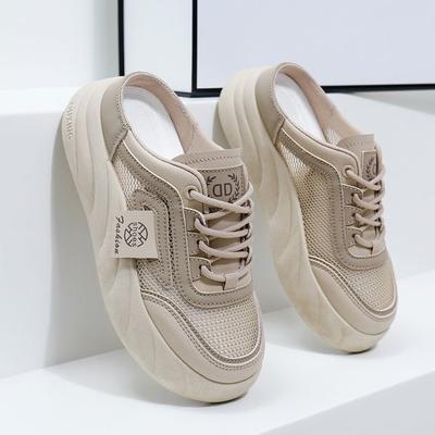 Летние сетчатые дышащие туфли на толстой подошве, новые маленькие белые туфли, женские сандалии с одной педалью и полуторослойным плетением