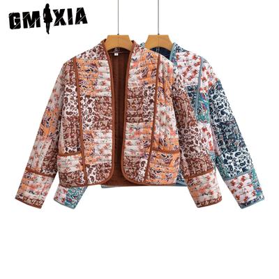 Женские винтажные повседневные однотонные принтованные осенне-зимние куртки и пальто с длинным рукавом и V-образным вырезом