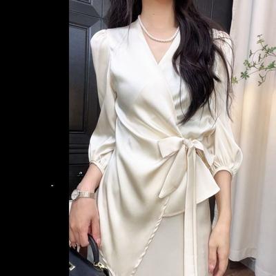 Женская однотонная рубашка с длинным рукавом, со шнуровкой, с поясом на талии, элегантная женская блузка для поездок на работу