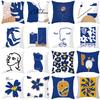 New Ins Nordic-style Pillowcase Geometric Abstract Art Figure Blue Pillow Cushion Cover