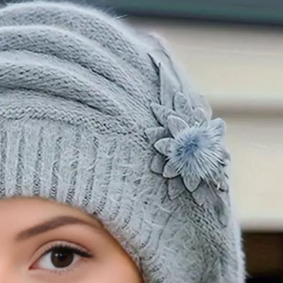 Женский берет шляпа винтажный французский стиль шерстяной берет двухслойный утолщенный зимний вязаный головной убор для женщин