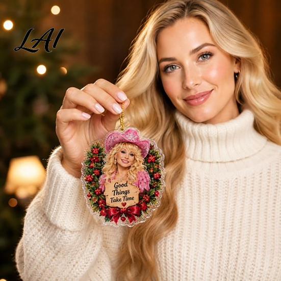 Dolly Christmas Ornament Ornament 2D Acrylic Collectible Hanging Decor Memorial Country Cowgirl Inspired Ornaments Music Theme Blonde Pendant