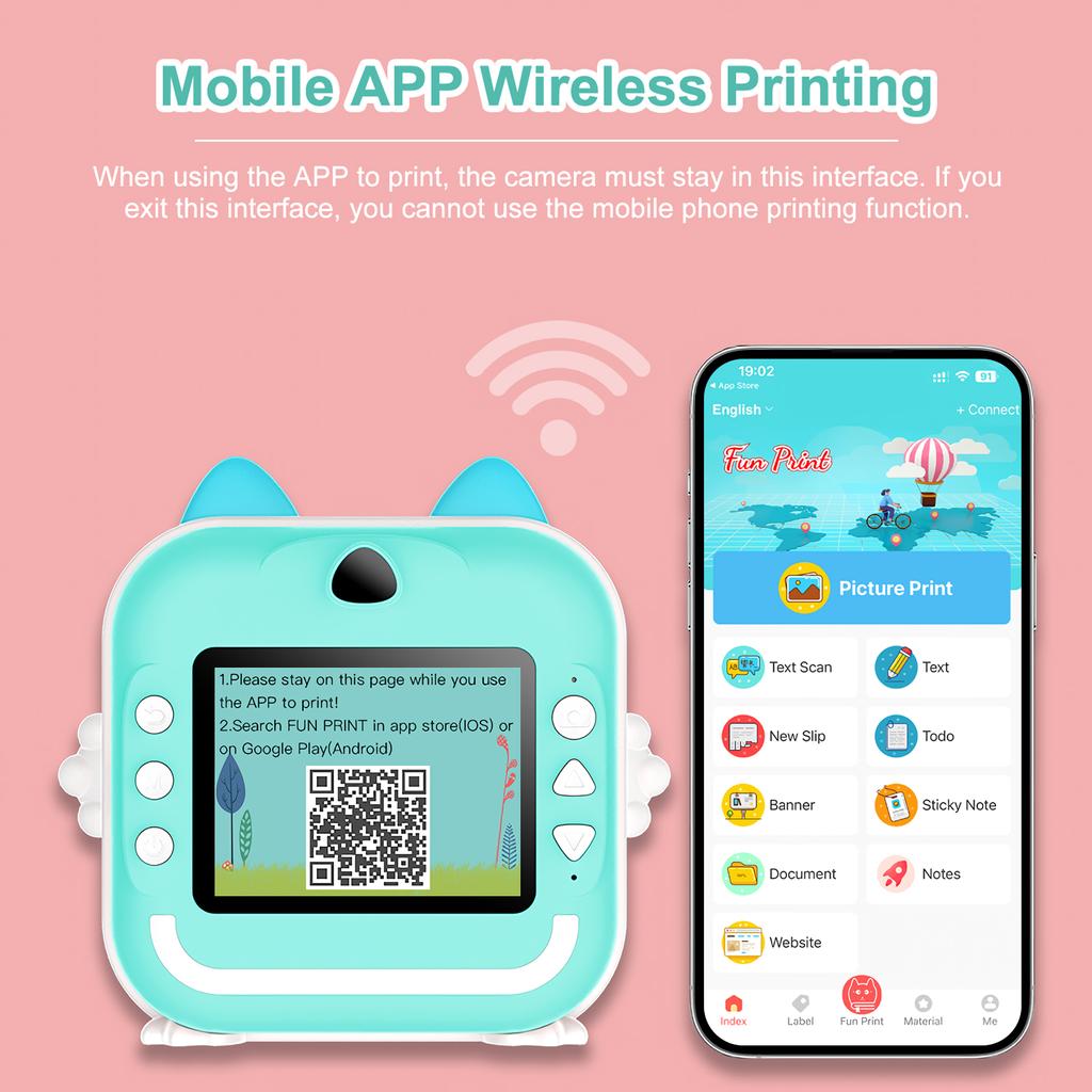 Kids Camera Instant Print Boys Girls Gift Children Digital Video Camera Po Thermal Printing 32G Card Educational Toys