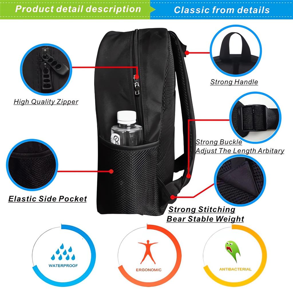 Angry Geometry Dash Backpacks for Middle and High School Students, Large Capacity Leisure Backpacks, Holiday Gifts