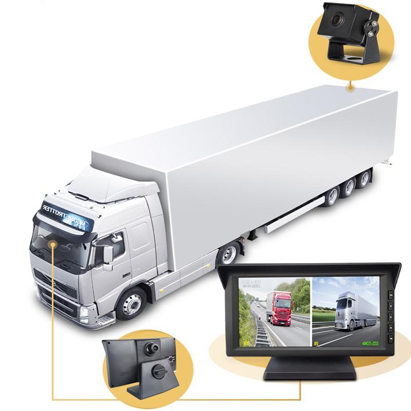 2CH 1080*720P 7 Inch IPS Screen Car Truck Bus AHD DVR Monitor with Digital Video Recorder for Front Rear Reverse Backup Camera