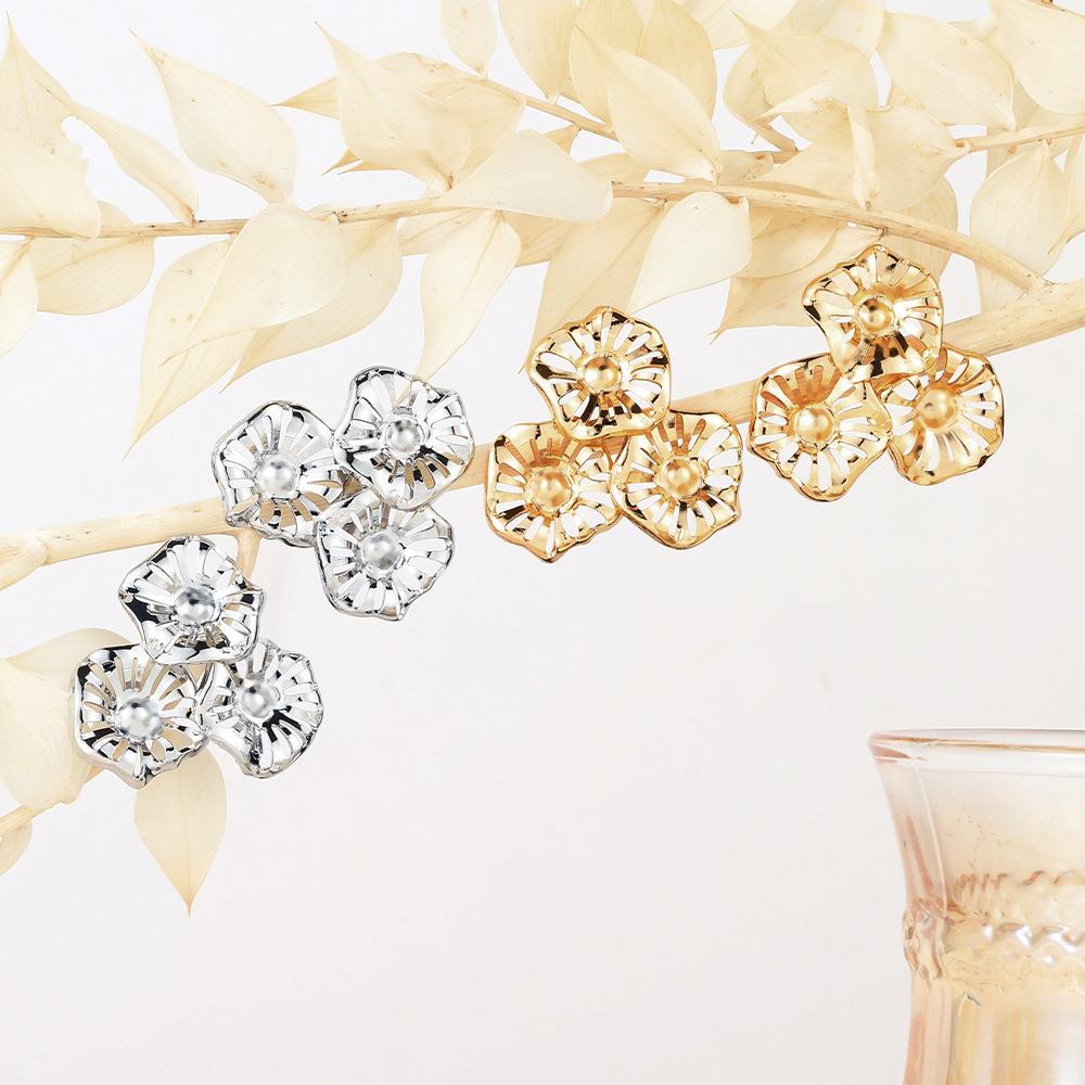 Винтажные цветочные полые металлические ретро-серьги, индивидуальные золотые роскошные украшения для ушей