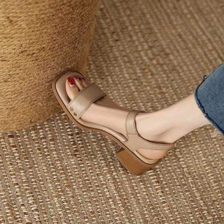 Модные женские летние ретро римские сандалии с квадратным носком и толстым каблуком, повседневные и удобные пляжные сандалии на мягкой подошве, Sandalias De Mujer