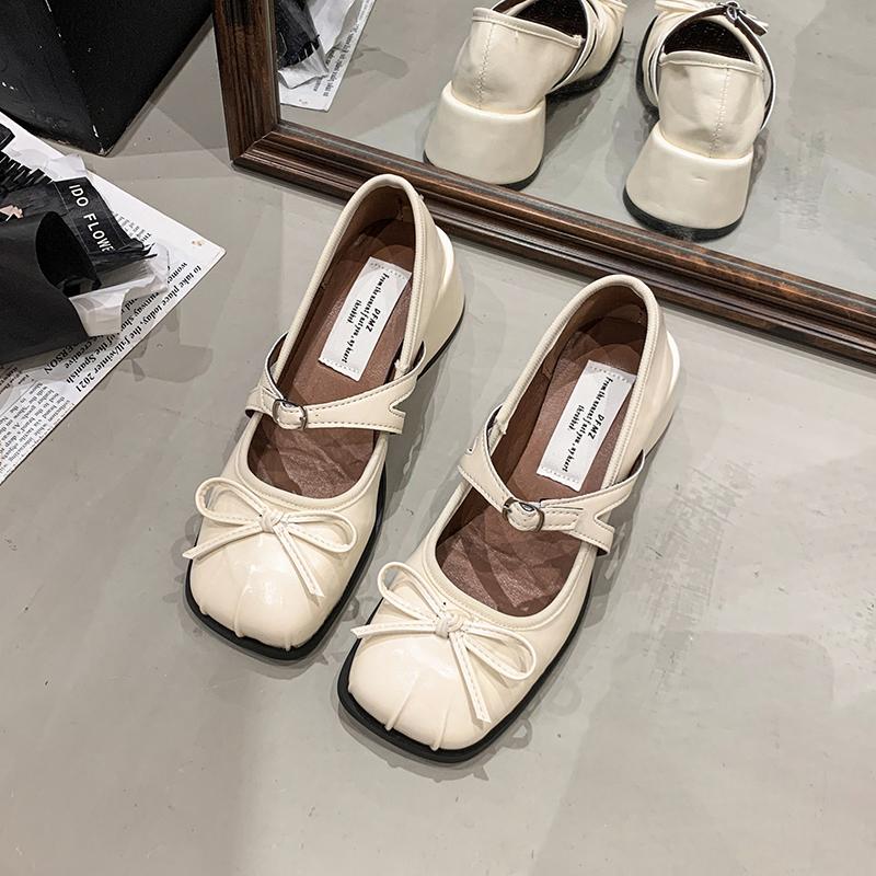 Дизайнерские Винтажные Туфли Мэри Джейн с Квадратным Носком для Женщин, Модные Туфли-Лодочки на Небольшом Каблуке с Бантом-Бабочкой, Элегантные Туфли для Платья для Дам