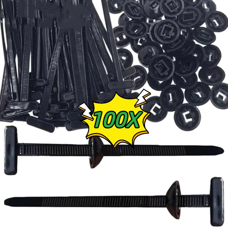 Nylon Universal Cable Tie Buckle Heavy Duty Self-Locking Zip Ties Holder with Pin Fasteners Car Body UV Resistant Zipties