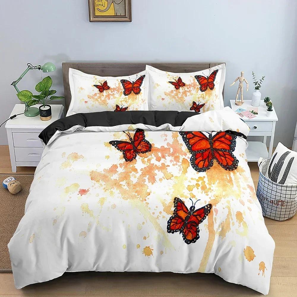 New 3D Print Butterfly Comfortable Duvet Quilt Cover Pillowcase Bedding Set Children Bedroom Decoration Home Textile