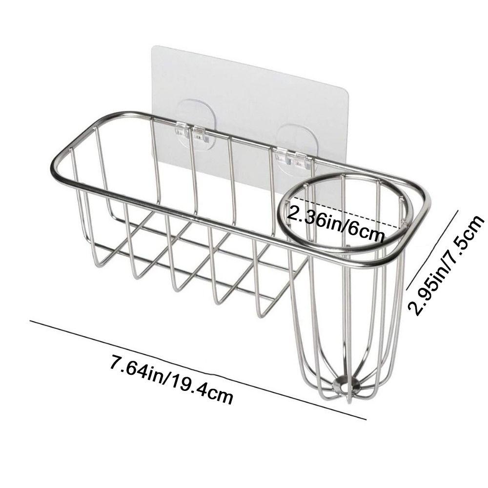 Stainless Steel Sink Hanging Basket Smooth Edges Rustproof Sponge Storage Basket Wall Mounted Rounded Corners Sink Organizer