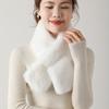 Women's Small Perforated Rabbit Fur Scarf Soft Fuzzy Warm Neck Wrap Fashion Accessory for Cold Weather Animal Hair Scarves