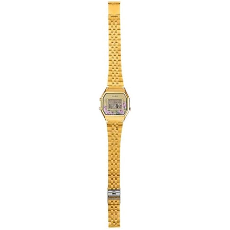 Casio Ремешок золотистого цвета, узорчатый циферблат, цифровой дисплей, женские кварцевые часы LA-680WGA-4C