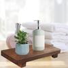 Wood Pedestal Soap Stand Footed Tray Multipurpose Rustic Modern Wooden Riser for