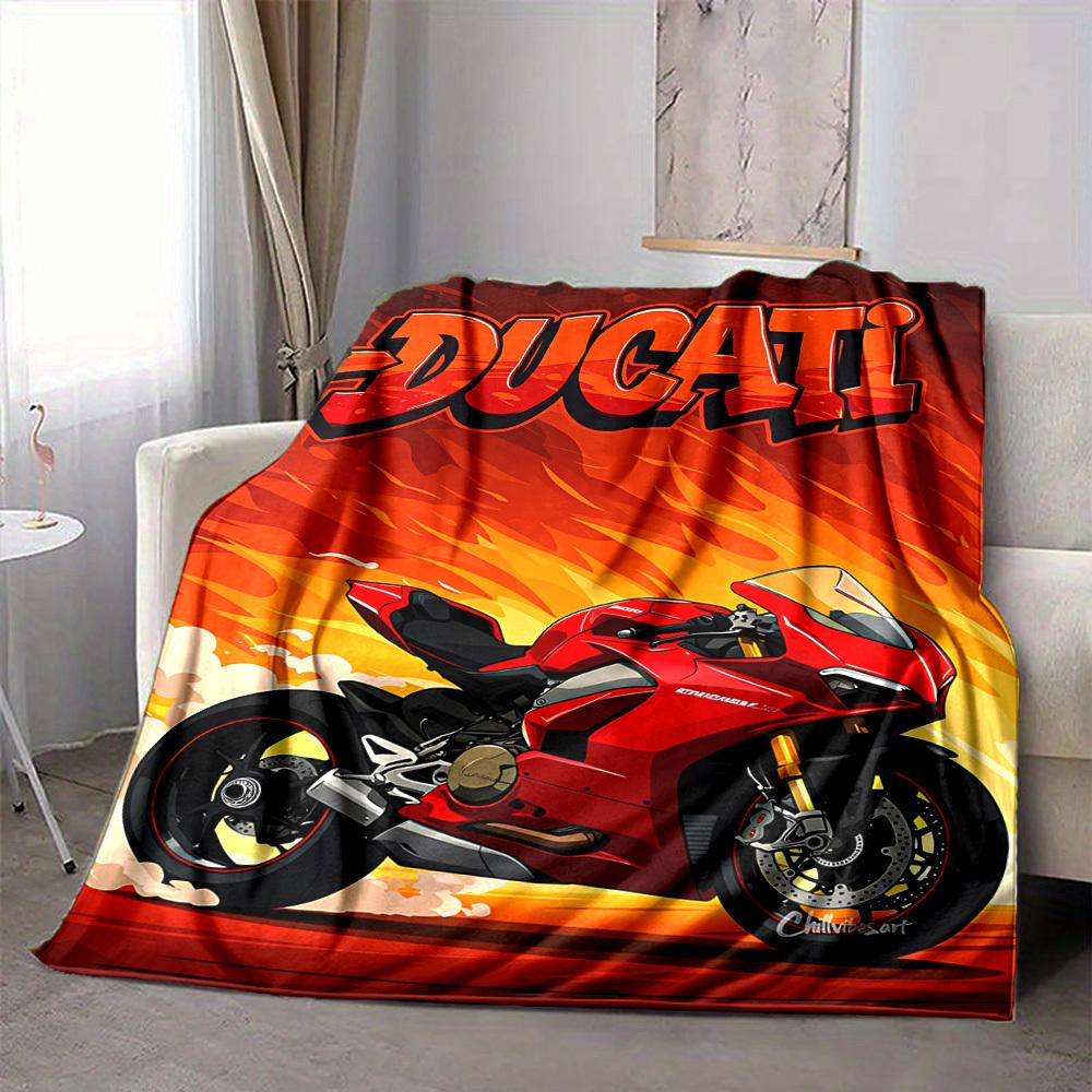 1pc Ducati Motorcycle Blanket Soft All Season Throw with Vibrant Design, Perfect for Home, Travel, and Gifts, Ideal for Naps and Camping