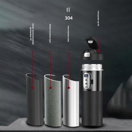 12 В/24 В автомобильная нагревательная кружка 500 мл из нержавеющей стали электрическая кружка для воды умная температура