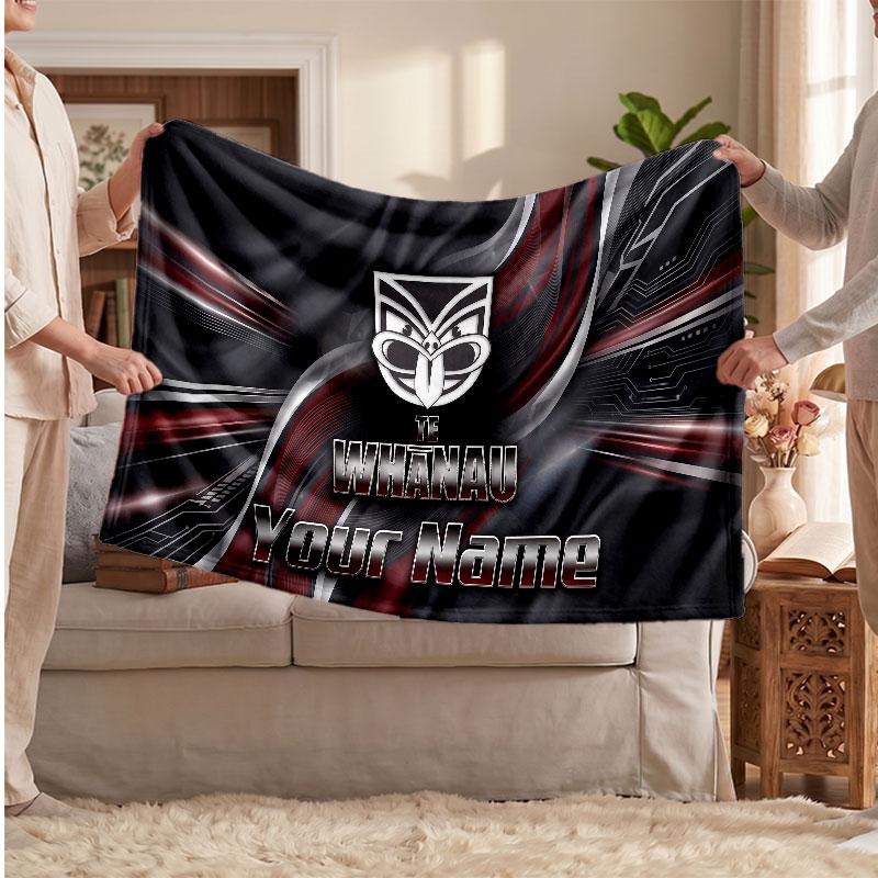 Wigan Warriors Flannel Blanket, Custom Name Text Personalized Soft Throw Blanket Home Decor Gift
