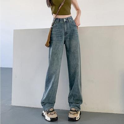 Широкие джинсы для женщин Весна Свободный ленивый стиль Светло-голубые прямые джинсы для женщин