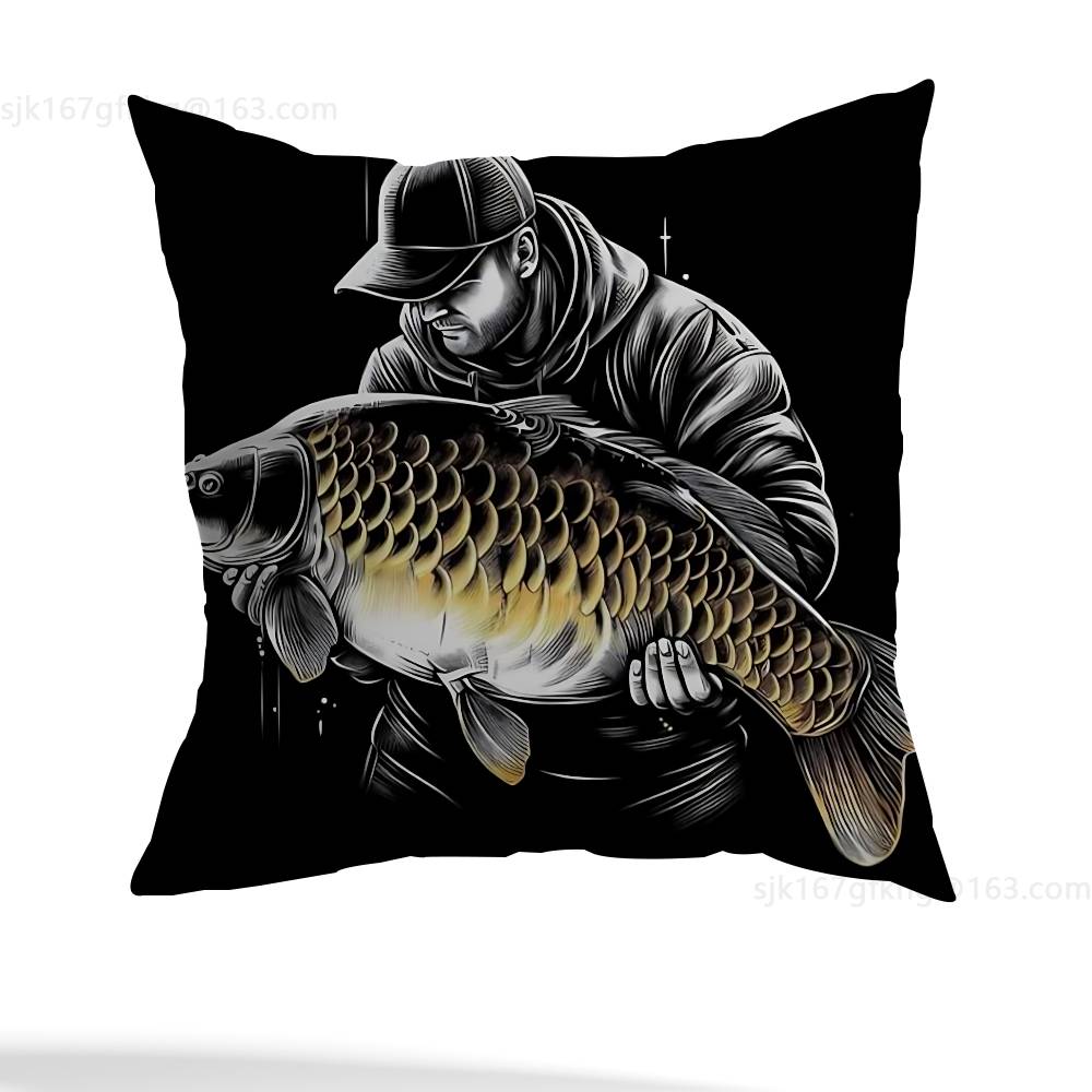 Fishing Master Pillow Case Anti-dustmite Pillowcase Invisible zipper silky short plush Sofa cushion cover