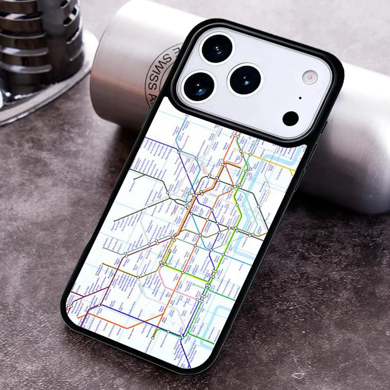Чехол для телефона с картой лондонского метро для iPhone 17 16 15 Pro Max Air 14 13 12 11 Plus Ударопрочный Чехол Capa