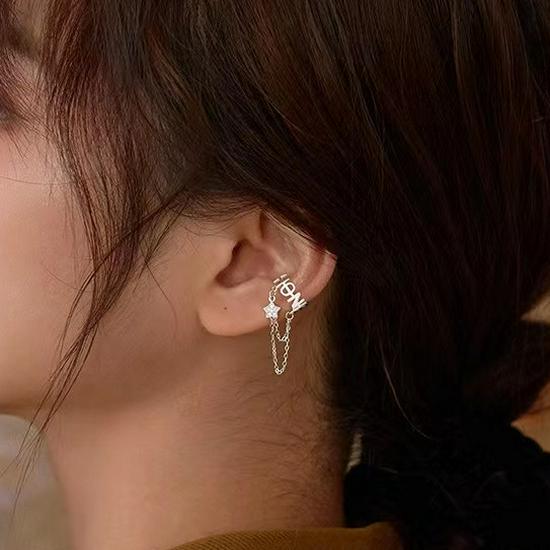 Трендовые осенние серьги-клипсы со звездой и кисточками – Стильные серьги без прокола